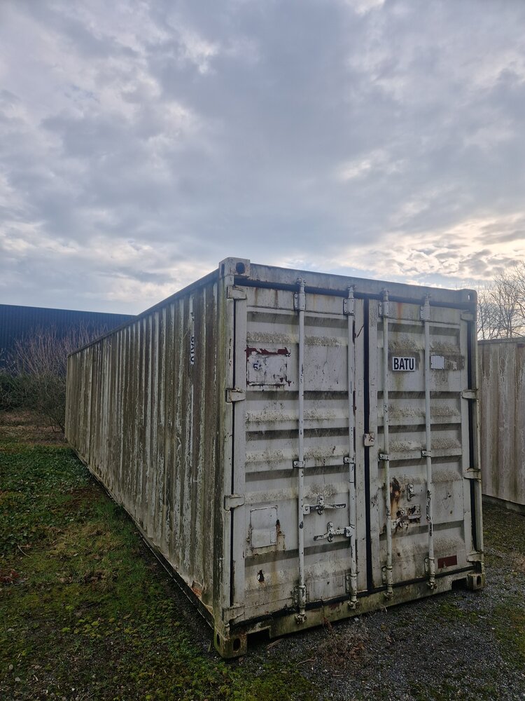 40ft container, wit, staal, gebruikt