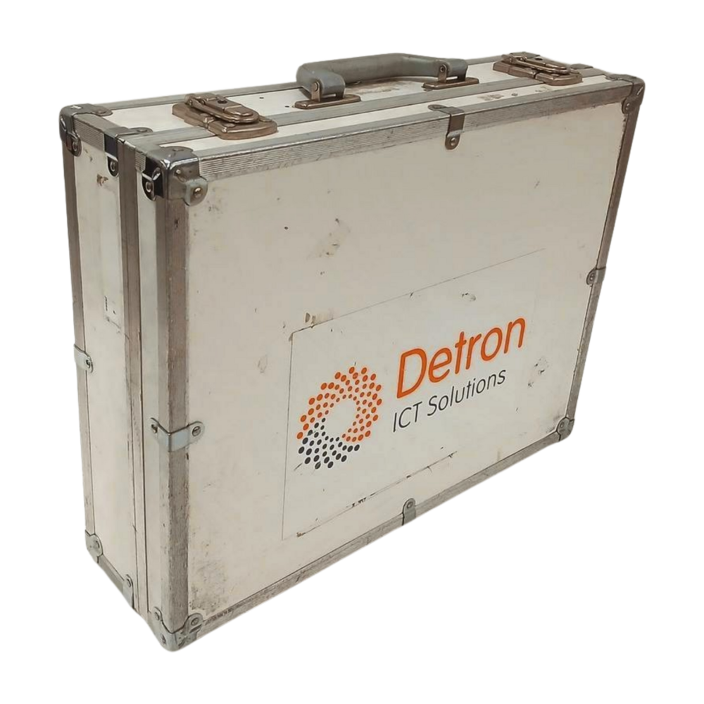 Aluminium transportkoffer, 48x37x14 cm, wit grijs, met schuimvulling, gebruikt