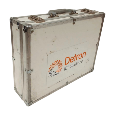 Aluminium transportkoffer, 48x37x14 cm, wit grijs, met schuimvulling, gebruikt