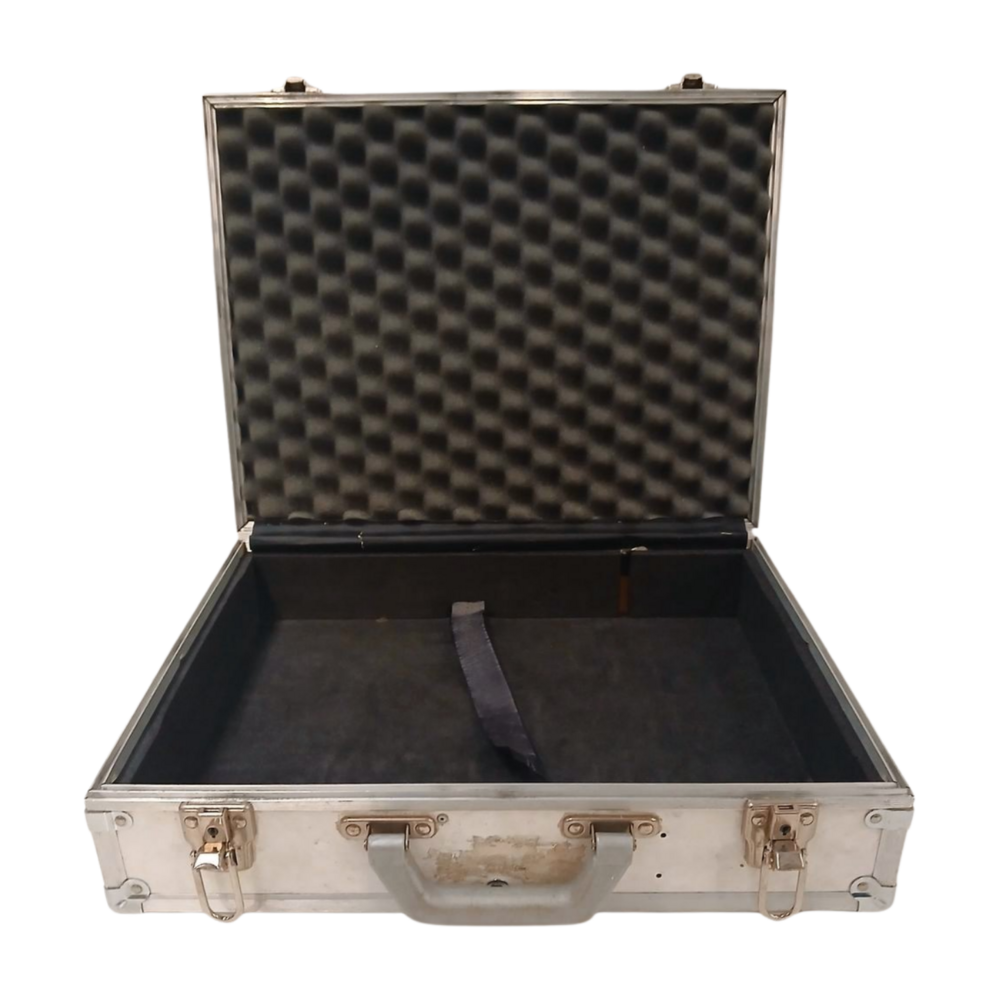 Aluminium transportkoffer, 48x37x14 cm, wit grijs, met schuimvulling, gebruikt