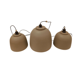 Set van 3 hanglampen, betoncire look, kurk look binnenkant, E27, gebruikt