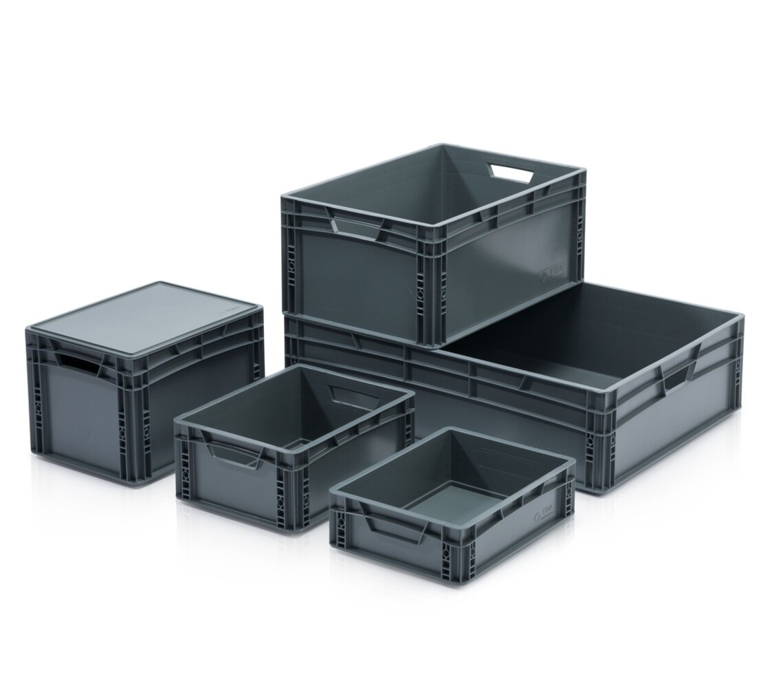 Emtrade (Nieuw) Stapelbak, 600x400x220 mm, euronorm, grijs pp, nieuw