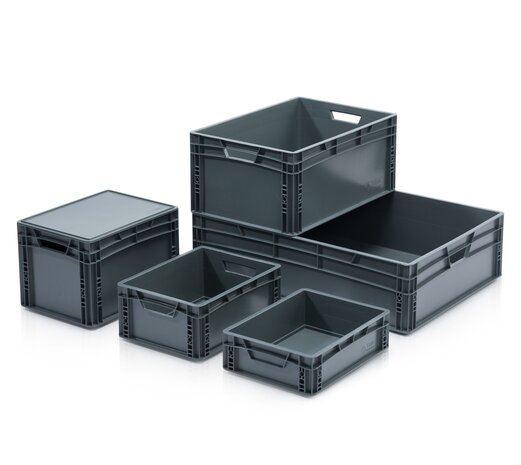 Emtrade (Nieuw) Stapelbak, 600x400x220 mm, euronorm, grijs pp, nieuw