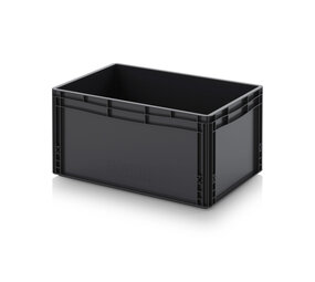 Auer Stapelbak, 600x400x320 mm, euronorm, ESD, zwart pp, gebruikt