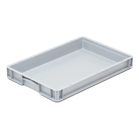 Basicline Stapelbak, 600x400x75 mm, euronorm, grijs kunststof, gebruikt