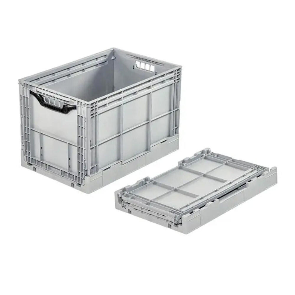 Emtrade Klapkrat, 600x400x400 mm, euronorm, grijs kunststof, gebruikt