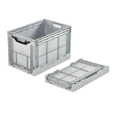 Emtrade Klapkrat, 600x400x400 mm, euronorm, grijs kunststof, gebruikt