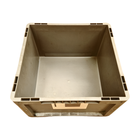 Emtrade Kunststof stapelbak 400x400x220mm vierkant, gesloten, verstevigd, grijs, gebruikt