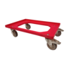 Emtrade Dolly 60x40x15 rood met 2 zwenkwielen en 2 wielen met rem, gebruikt