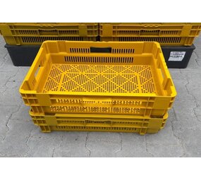 Nestbare stapelkrat geperforeerd 60x40x14cm 23l, gebruikt