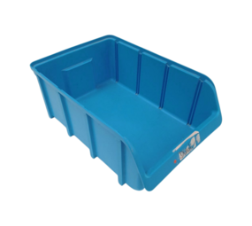 Magazijnbak, 460x310x185 mm, blauw pp, gebruikt