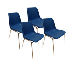 Stapelbare stoel set van 4, blauw/zilver, gebruikt
