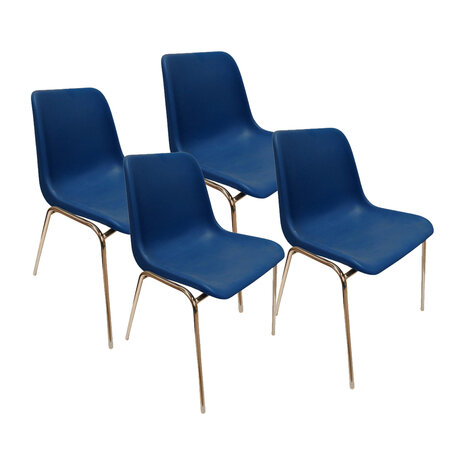 Stapelbare stoel set van 4, blauw/zilver, gebruikt