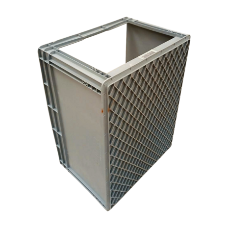 Emtrade Magazijnbak, 800x600x420 mm, grijs pp, gebruikt