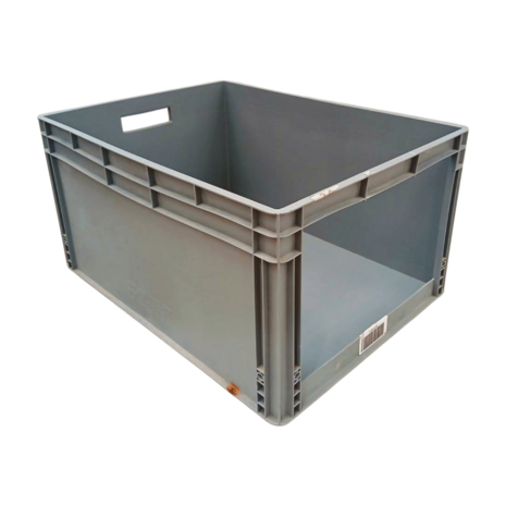 Emtrade Magazijnbak, 800x600x420 mm, grijs pp, gebruikt