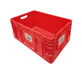 Emtrade Magazijnbak 600x400x270 mm, PP05, Rood, Levensmiddelgeschikt, Gebruikt