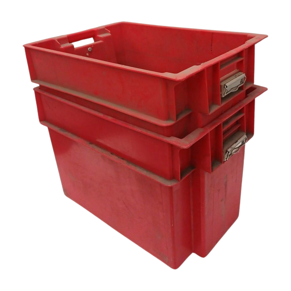 Emtrade Magazijnbak, Stapelbaar en Nestbaar 600x400x400 mm, polypropyleen, rood, gebruikt