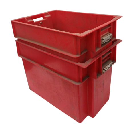 Emtrade Magazijnbak, Stapelbaar en Nestbaar 600x400x400 mm, polypropyleen, rood, gebruikt
