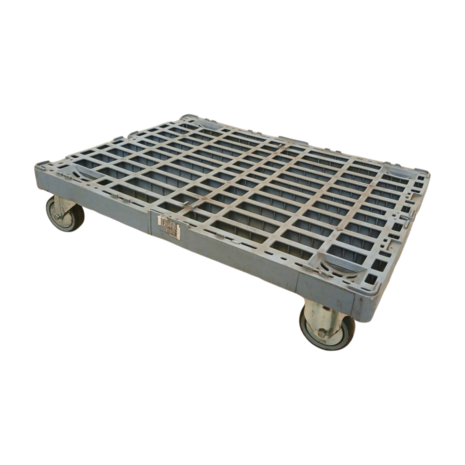 Emtrade Dolly kunststof 800x600x180 mm, 450kg, 2x zwenkwiel 2x bokwiel grijs, stapelbaar, gebruikt