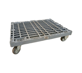 Emtrade Dolly kunststof 800x600x180 mm, 2x zwenkwiel 2x bokwiel grijs, stapelbaar, gebruikt