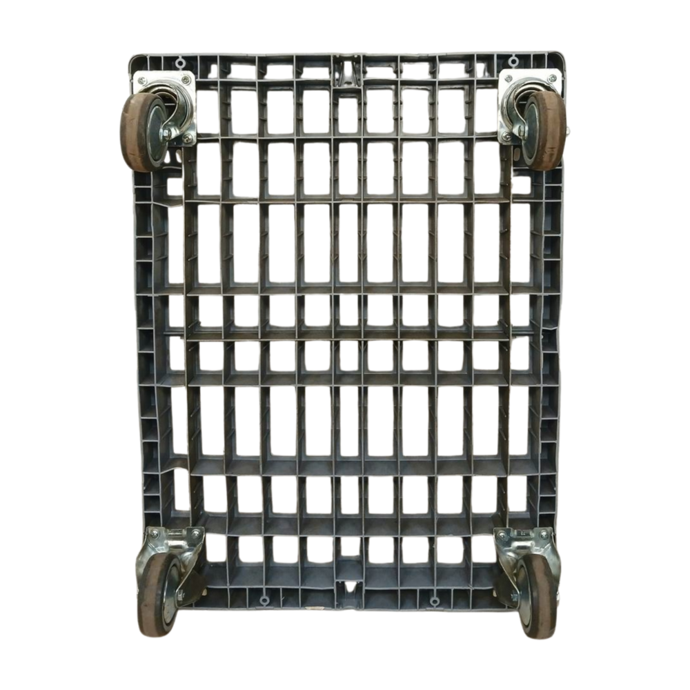 Emtrade Dolly kunststof 800x600x180 mm, 450kg, 2x zwenkwiel 2x bokwiel grijs, stapelbaar, gebruikt