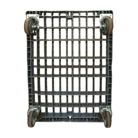 Emtrade Dolly kunststof 800x600x180 mm, 2x zwenkwiel 2x bokwiel grijs, stapelbaar, gebruikt