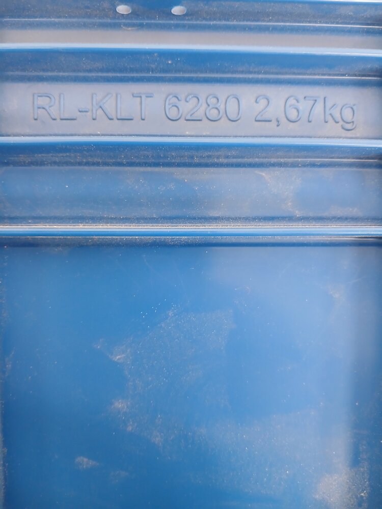 Auer Stapelbak, 600x400x280 mm, euronorm, blauw pp, gebruikt