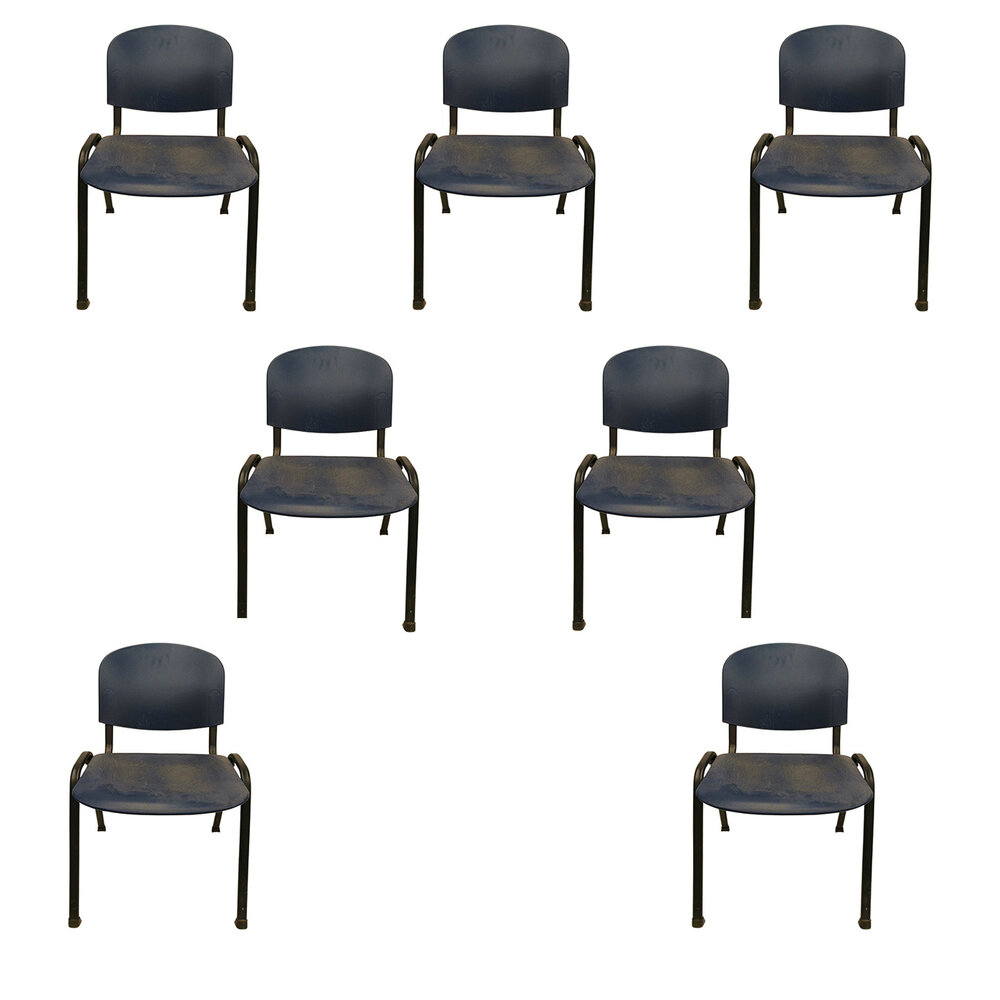 Emtrade Stapelbare stoel, 50x55x78 cm, blauw/zwart, set van 7, gebruikt