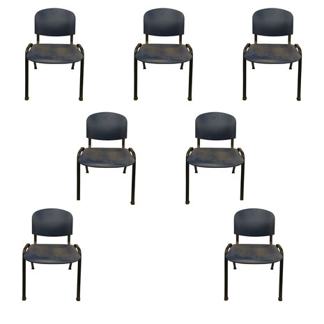 Emtrade Stapelbare stoel, 50x55x78 cm, blauw/zwart, set van 7, gebruikt