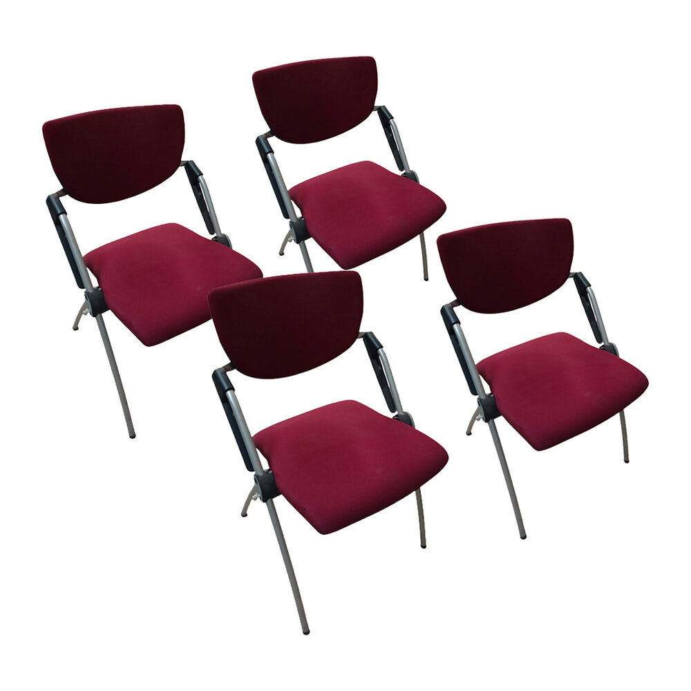 Emtrade Stapelbare stoel, rood/zwart/grijs, set van 4, gebruikt