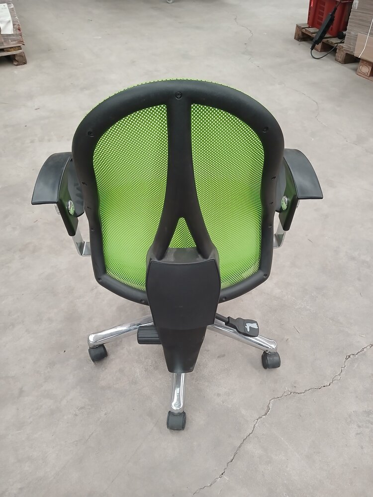 Topstar Bureaustoel, groen, stof, open rug, staal frame, gebruikt, ergonomisch