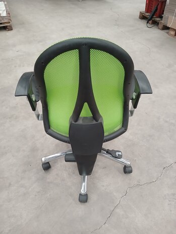 Topstar Bureaustoel, groen, stof, open rug, staal frame, gebruikt, ergonomisch