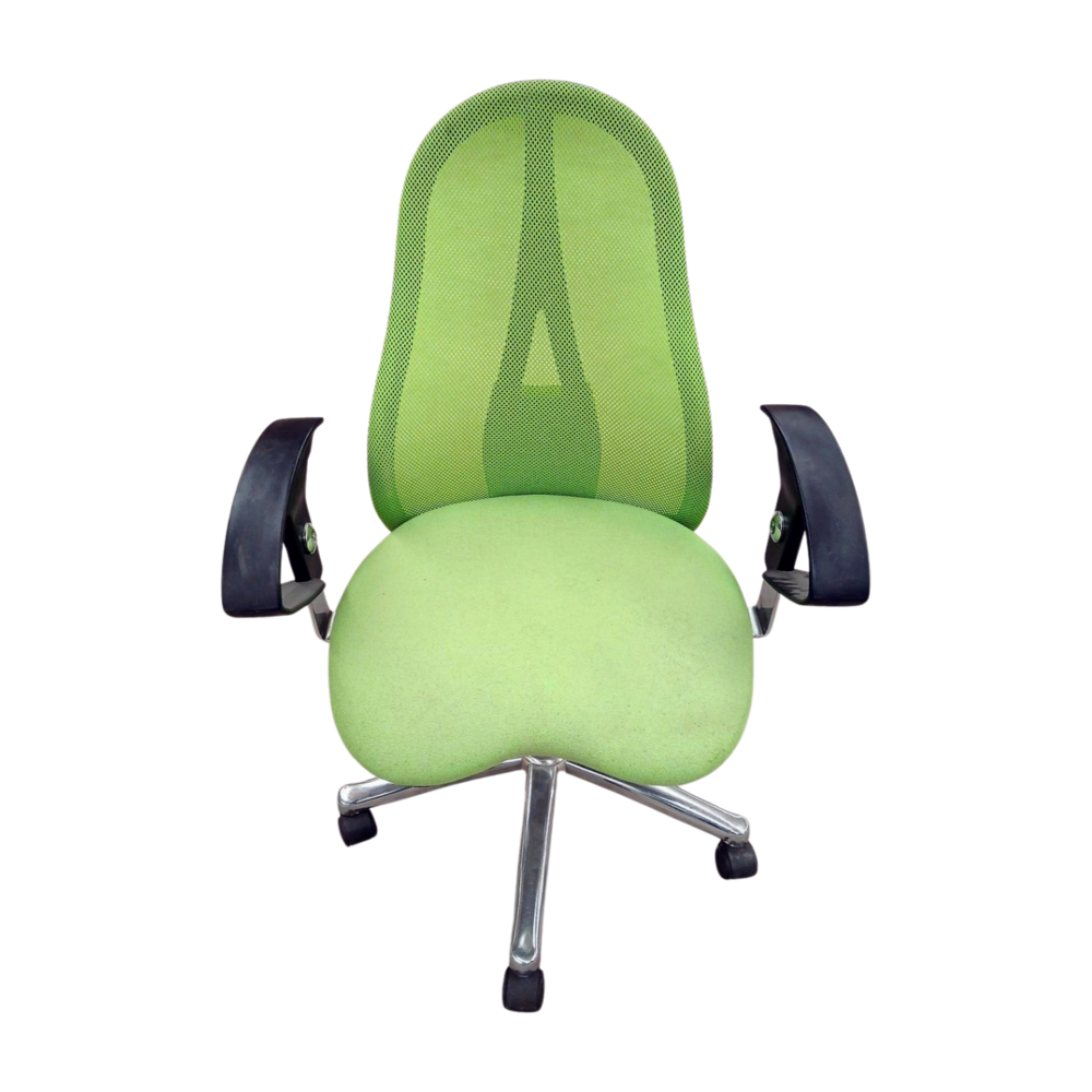 Topstar Bureaustoel, groen, stof, open rug, staal frame, gebruikt, ergonomisch