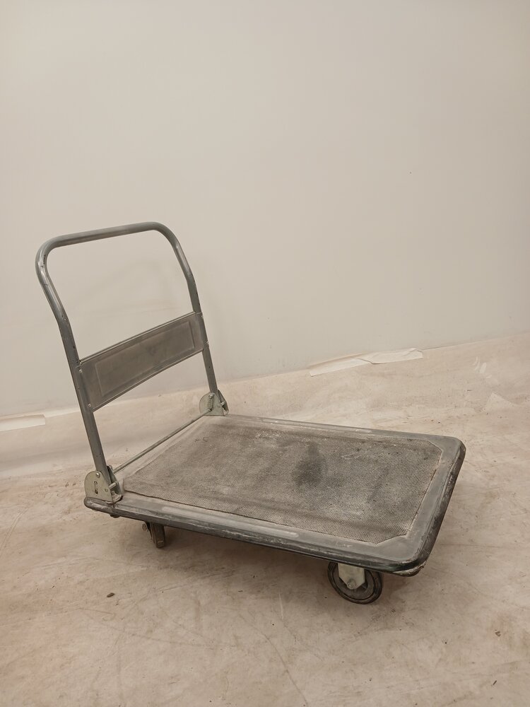 Plateauwagen, 900x600x870 mm, staal, gebruikt, 4 zwenkwielen