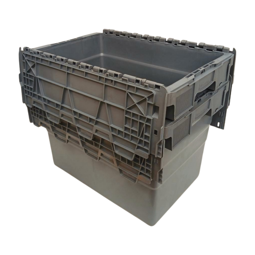 Distributiebak, 600x400x416 mm, euronorm, grijs kunststof, nieuw
