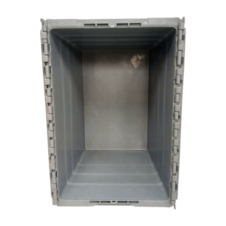 Distributiebak, 600x400x416 mm, euronorm, grijs kunststof, nieuw