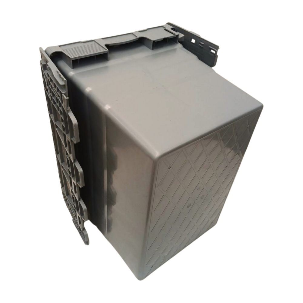 Distributiebak, 600x400x416 mm, euronorm, grijs kunststof, nieuw