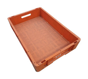 Emtrade Stapelbak, 600x400x120 mm, euronorm, oranje kunststof, gebruikt