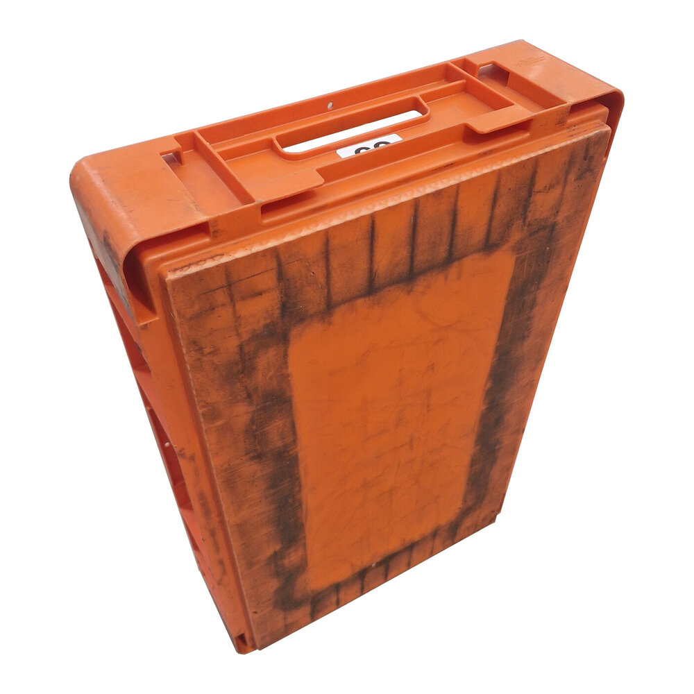 Emtrade Stapelbak, 600x400x120 mm, euronorm, oranje kunststof, gebruikt