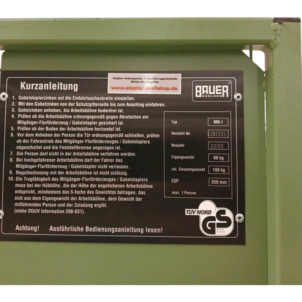 Emtrade Werkmand voor heftruck, staal, gebruikt