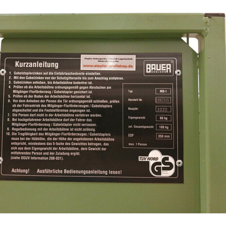 Emtrade Werkmand voor heftruck, staal, gebruikt