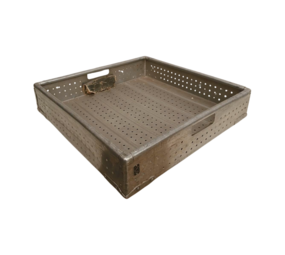 Zarges Stapelbak, 610x610x140 mm, grijs aluminium, gebruikt