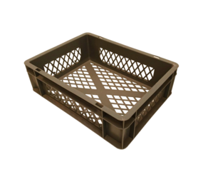 Emtrade Stapelkrat 400x300x120 mm, euronorm, geperforeerd, levensmiddelgeschikt, grijs pp kunststof, gebruikt