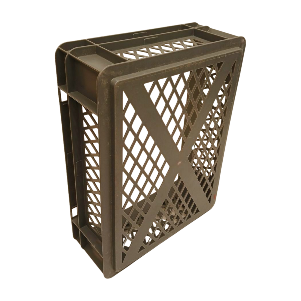 Emtrade Stapelkrat 400x300x120 mm, euronorm, geperforeerd, levensmiddelgeschikt, grijs pp kunststof, gebruikt