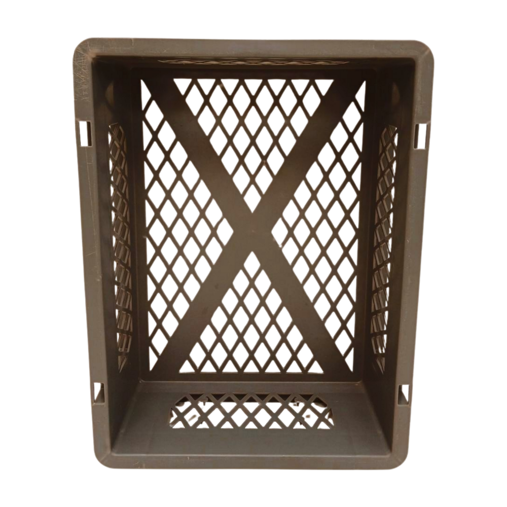 Emtrade Stapelkrat 400x300x120 mm, euronorm, geperforeerd, levensmiddelgeschikt, grijs pp kunststof, gebruikt