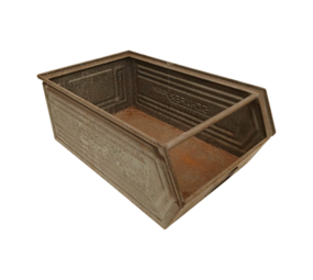 Emtrade Magazijnbak 500x315x200 mm, grijs metaal, met grijpopening, gebruikt