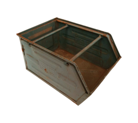 Emtrade Magazijnbak 388x250x200 mm, grijs metaal, met grijpopening, gebruikt