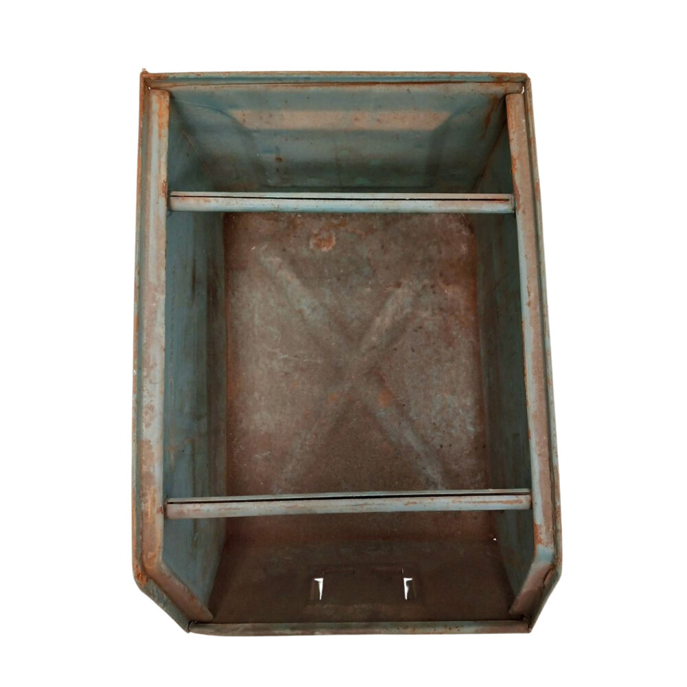 Emtrade Magazijnbak 388x250x200 mm, grijs metaal, met grijpopening, gebruikt