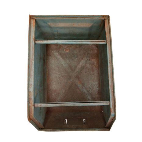 Emtrade Magazijnbak 388x250x200 mm, grijs metaal, met grijpopening, gebruikt