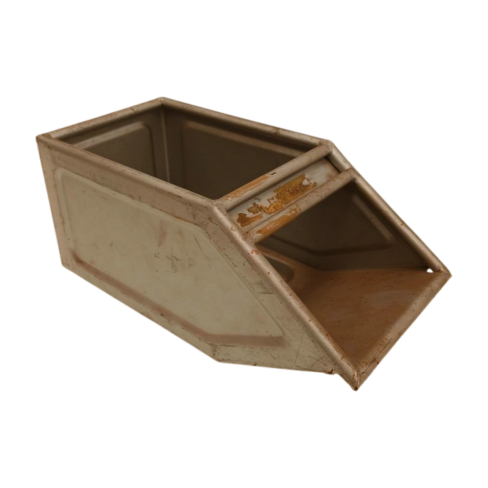 Emtrade Magazijnbak 315x150x145 mm, grijs metaal, met grijpopening, gebruikt